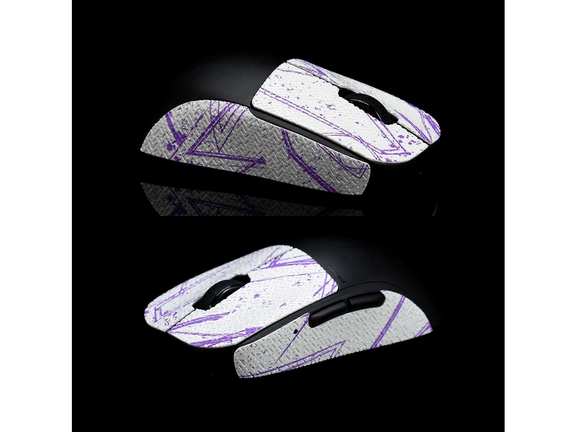Cinta adhesiva antideslizante para ratón, compatible con alfombrilla gaming inalámbrica Pulsar-x2 (ratón no incluido), en color blanco y morado.