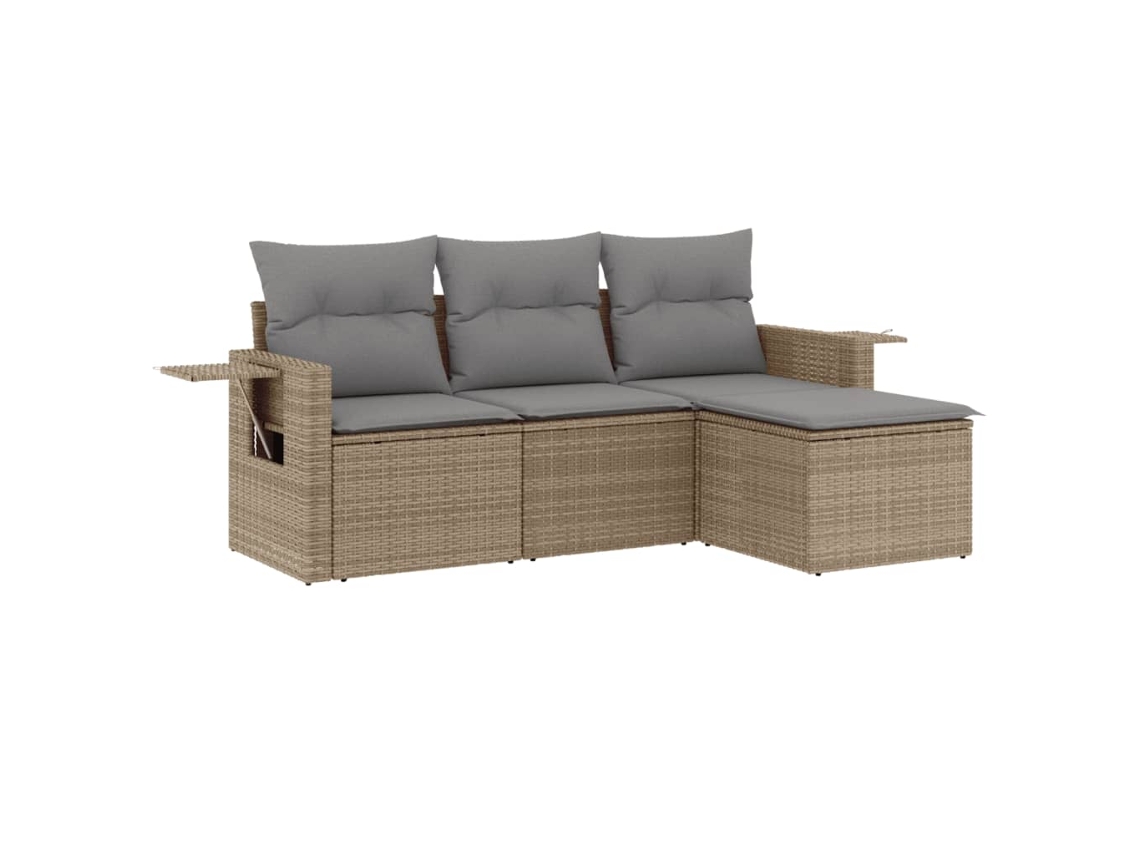 Maison Exclusive - Juego De Sofás Jardín Con Cojines 4 Pzas Ratán Sintético Beige