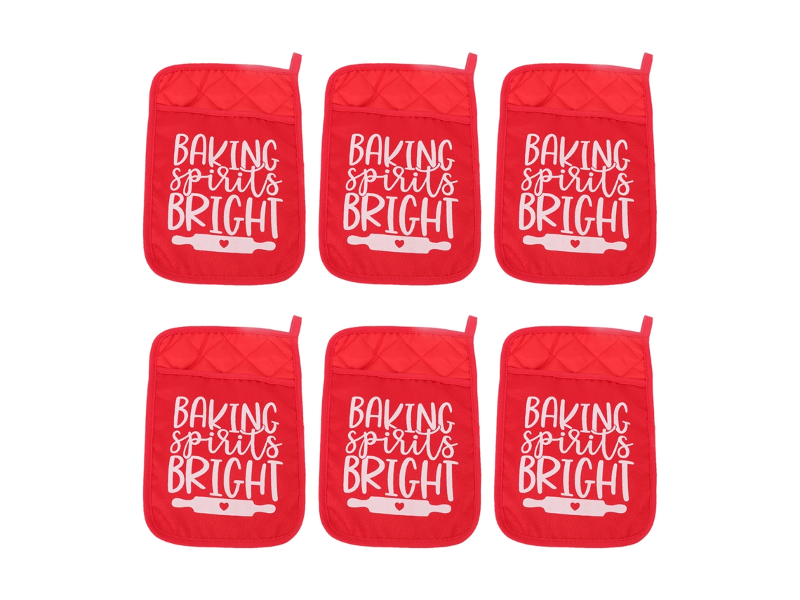 6 Guantes De Cocina Navideños Resistentes Al Calor Con Bolsillo - Accesorios De Cocina Festivos