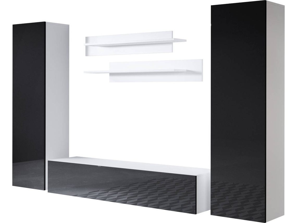 Conjunto de Muebles de TV MÓVEIS BONITOS Luke 3 (Blanco y Negro - 260x40x165 cm)