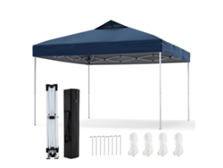 Tienda Plegable Con Cierre Central Y Asas Para Empujar Costway Plegable (2,95 X 2,95 M - Tela Oxford - Azul)