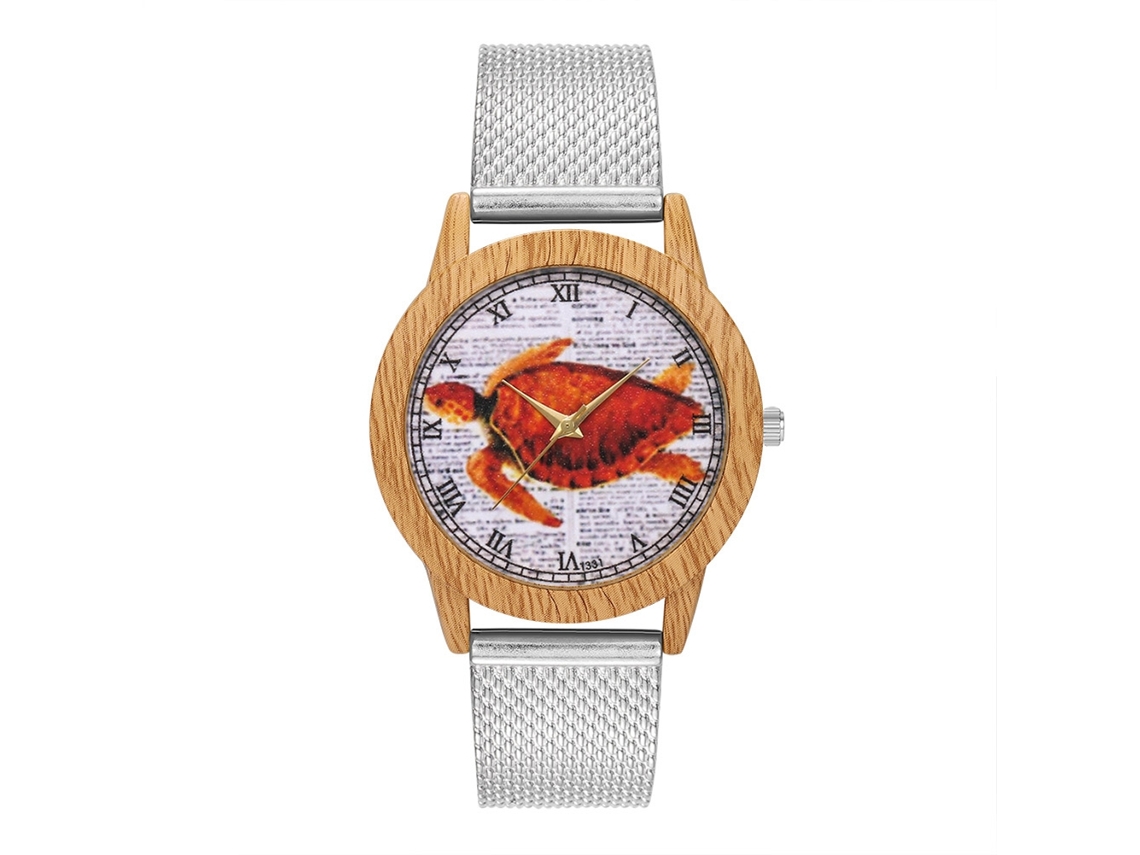 Reloj De Cuarzo Unisex Pareja Con Dial De Patrón Animal Y Correa De Acero Redonda (plata)