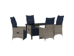 Conjunto 5 De Comedor De Jardín Vidaxl Con Cojines Ratán Gris