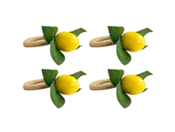 4pcs Aneis de Guardanapo de Limão Simulado Planta com Fruta para Mesa de Refeição