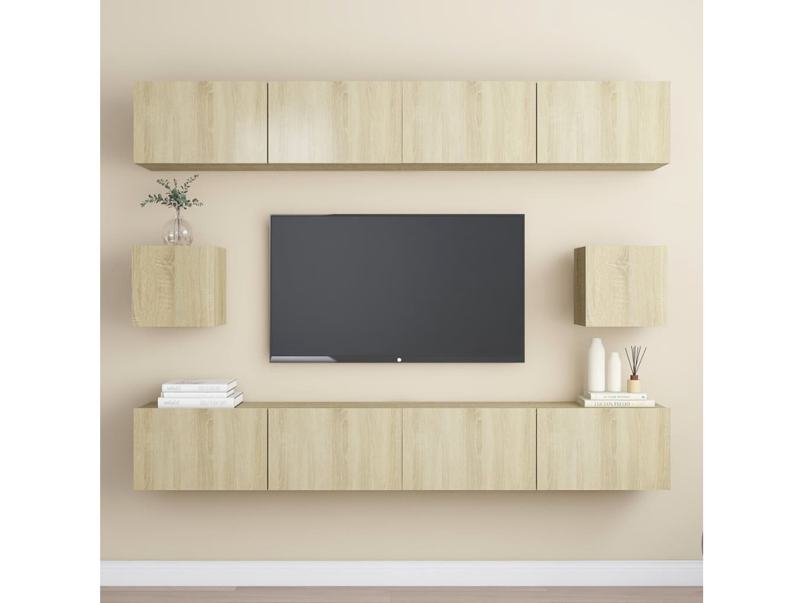 Conjunto de muebles para TV, derivados de madera de roble Sonoma, DKD, decoración del hogar