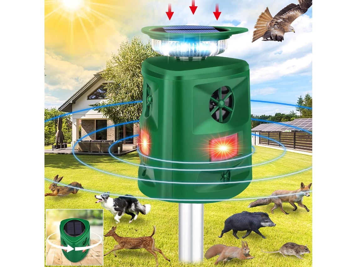 Repelente ultrasónico de animales de 360° para gatos y perros Gertiz.