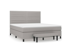 Maison Exclusive - Cama Box Spring Con Colchón Tela Gris Claro 160x200 Cm
