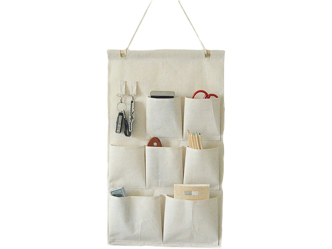 KOFIHETY Bolsa de almacenamiento colgante, bolsa de almacenamiento impermeable, cesta de tela para pared, bolsa organizadora colgante, dormitorio baño cocina