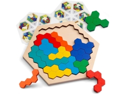 Rompecabezas hexagonal de madera para niños y adultos - Juego de formas geométricas Montessori, rompecabezas para ejercitar la mente