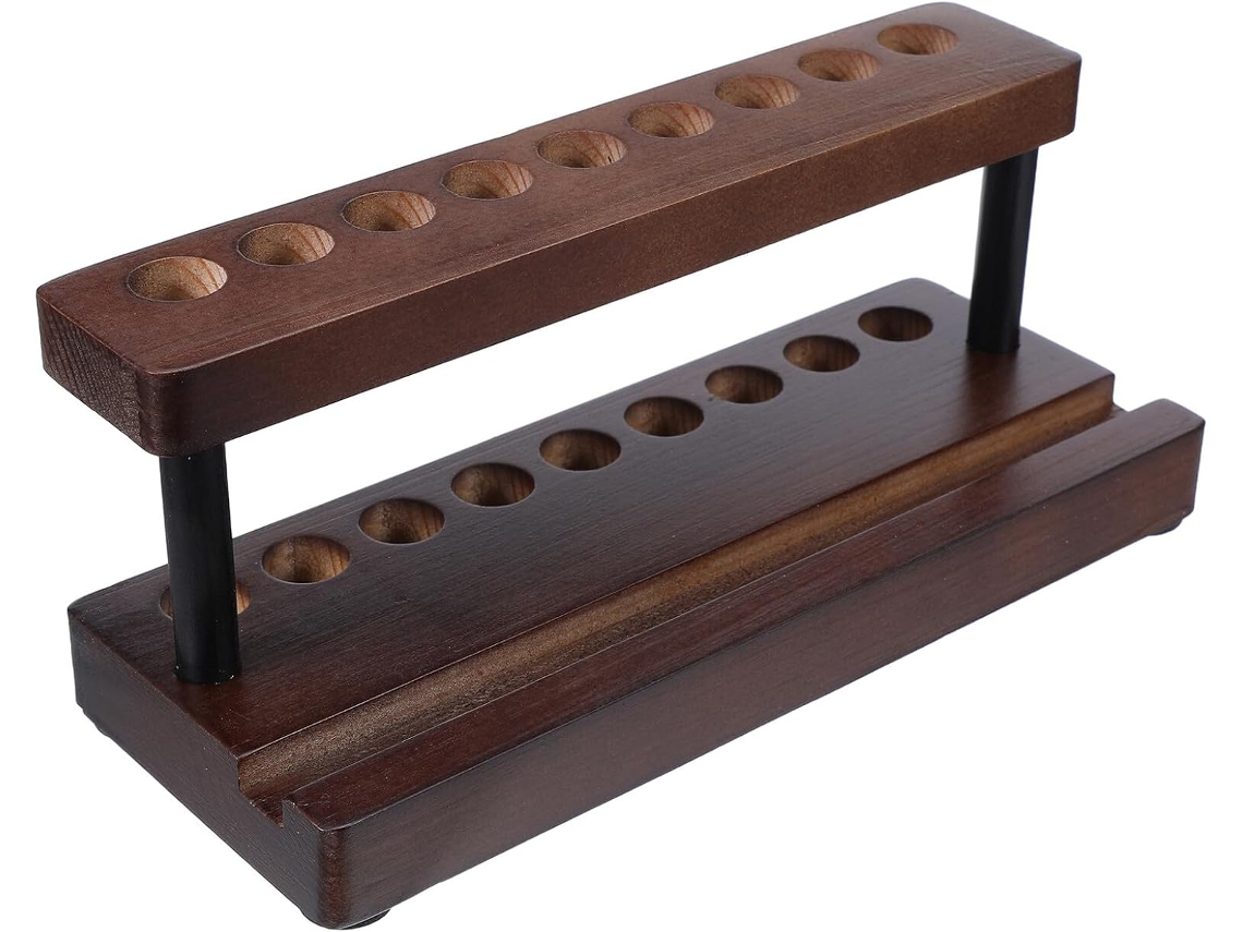 Portalápices Multifuncional De Madera Con Soporte Para Teléfono Móvil Y Múltiples Compartimentos.