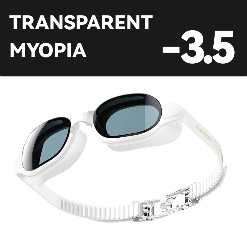 Gafas De Natación Unisex, Antivaho Duradero, Con Protección Uv Y Lentes Graduadas De 350 Grados (blancas).