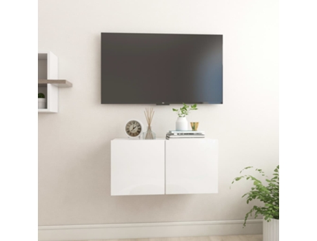 MAISON EXCLUSIVE Mueble de TV colgante blanco brillante 60x30x30 cm