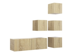 5 Pzs Pack de Muebles de Armario Tv Contrachapado Roble Sonoma