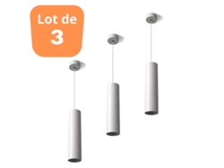 Conjunto de 3 suspensiones Tubo Beta White Gu10 Cable 1.45m