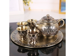 (qinggu) Juego De Té Miniatura Tallado En Aleación De Zinc Estilo Kungfu