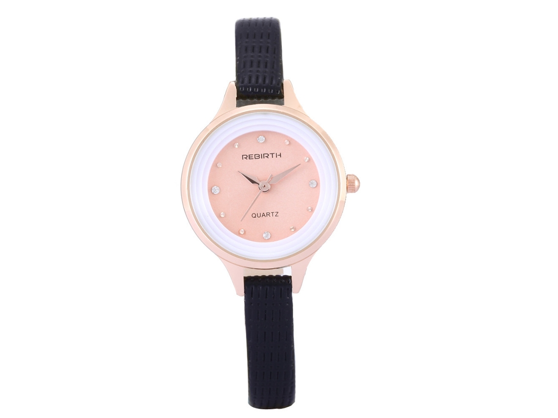 Reloj De Pulsera Rebirth Para Mujer Con Esfera Redonda, Correa De Piel Sintética Y Movimiento De Cuarzo.