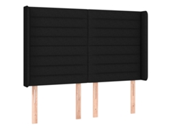 Maison Exclusive - Cabecero Con Orejas De Tela Negro 147x16x118/128 Cm