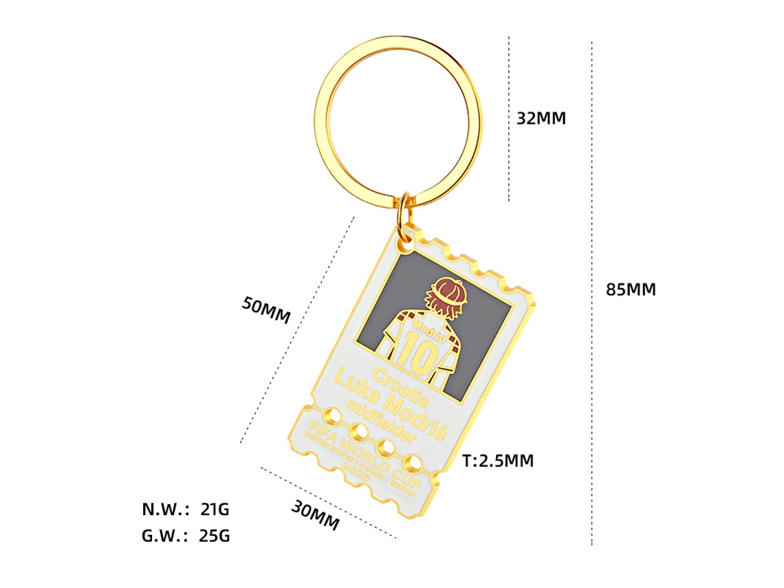 Luka Modrić Llavero de entrada de metal de la selección de Croacia, Copa del Mundo 2026, colgante de camiseta número 10, STELASPLEN