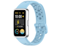 Pulsera de silicona con botón metálico y orificio redondo para Huawei Band 10/9/8