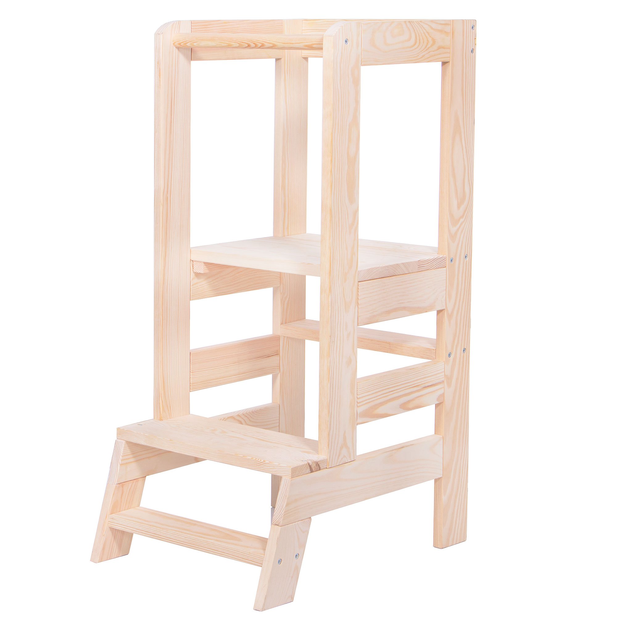 Ayudante de cocina Ayudante de cocina para niños pequeños 90x39x52 cm Torre de madera maciza estable de pino Silla alta de escalera Muebles Plataforma de cocina
