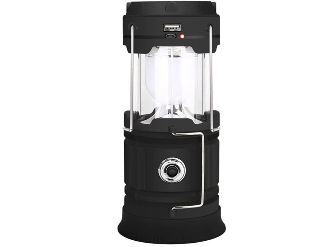Luz LED solar plegable para acampar, recargable por USB, 1200 mAh, color negro, Yunzii