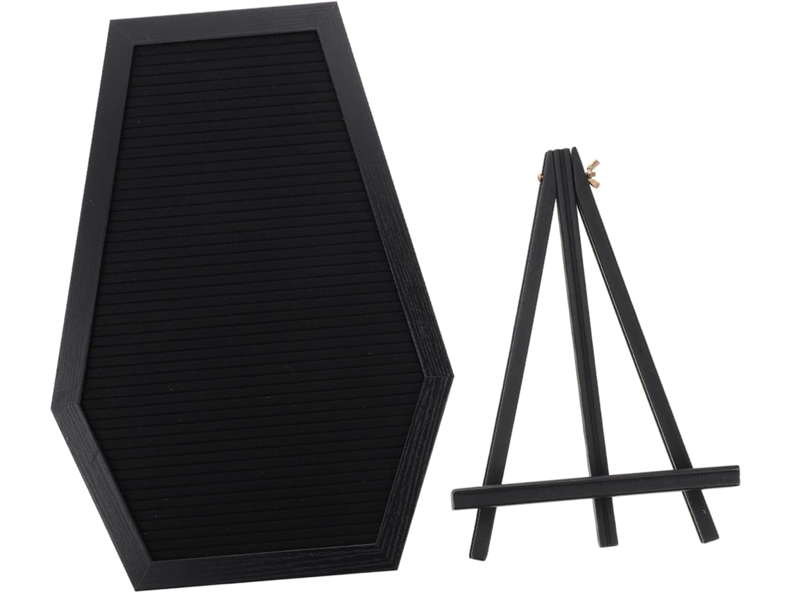 Tablero De Fieltro Con Forma De Ataúd Y Trípode De Madera: Práctico Accesorio Para Mensajes.