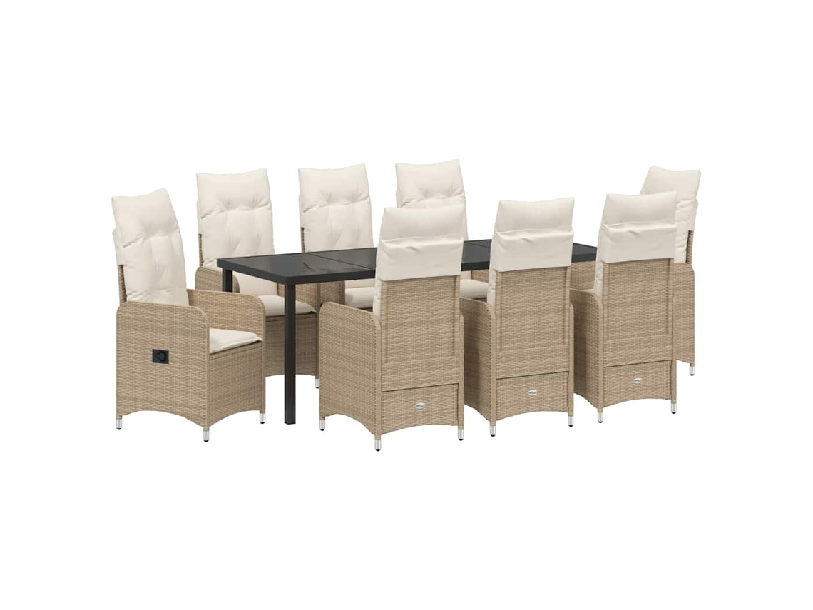 Maison Exclusive - Conjunto De Comedor De Jardín 9 Pcs Beige Ratán Sintético