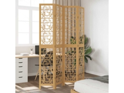 Biombo de 4 paneles de madera maciza de paulownia marrón Wsd808891 Lovely Home