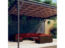 Conjunto de jardín de 10 piezas con cojines de mimbre marrón de DKD Home Decor