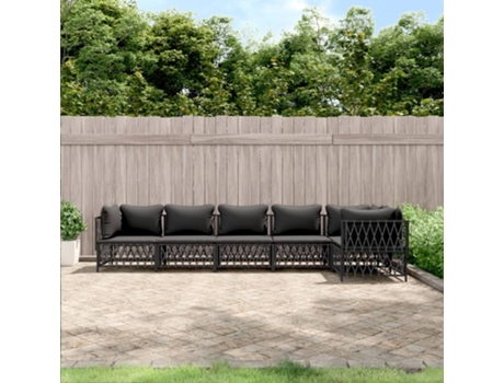 Conjunto 6 de muebles de jardín VIDAXL con cojines acero antracita