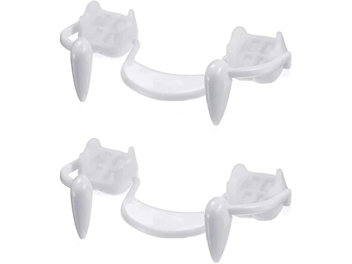 Juego De 4 Dientes De Vampiro Falsos Retráctiles Con Pegamento Para Halloween Y Fiestas De Disfraces.