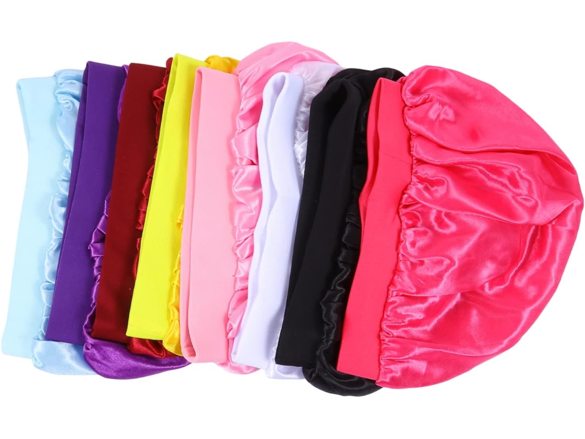 Conjunto De 8 Gorros De Dormir De Satén Para Niños Y Niñas Con Banda Elástica Ancha Para El Baño Nocturno.