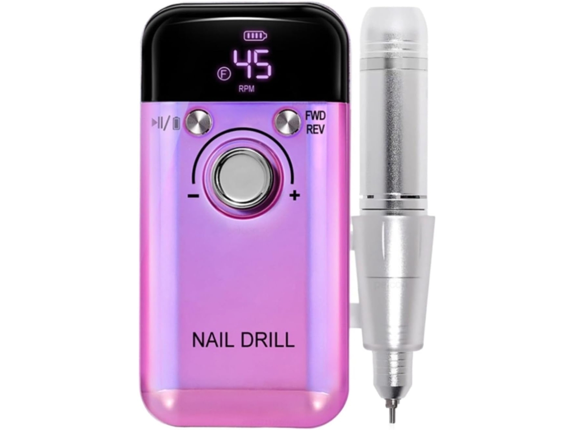 Taladro De Uñas Portátil De 45000 Rpm, Dispositivo Eléctrico Profesional De Bajo Ruido Con Pantalla.