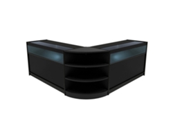 Mostrador comercial MonsterShop Theseus, negro, 2xB1500LM60, MDF y vidrio templado