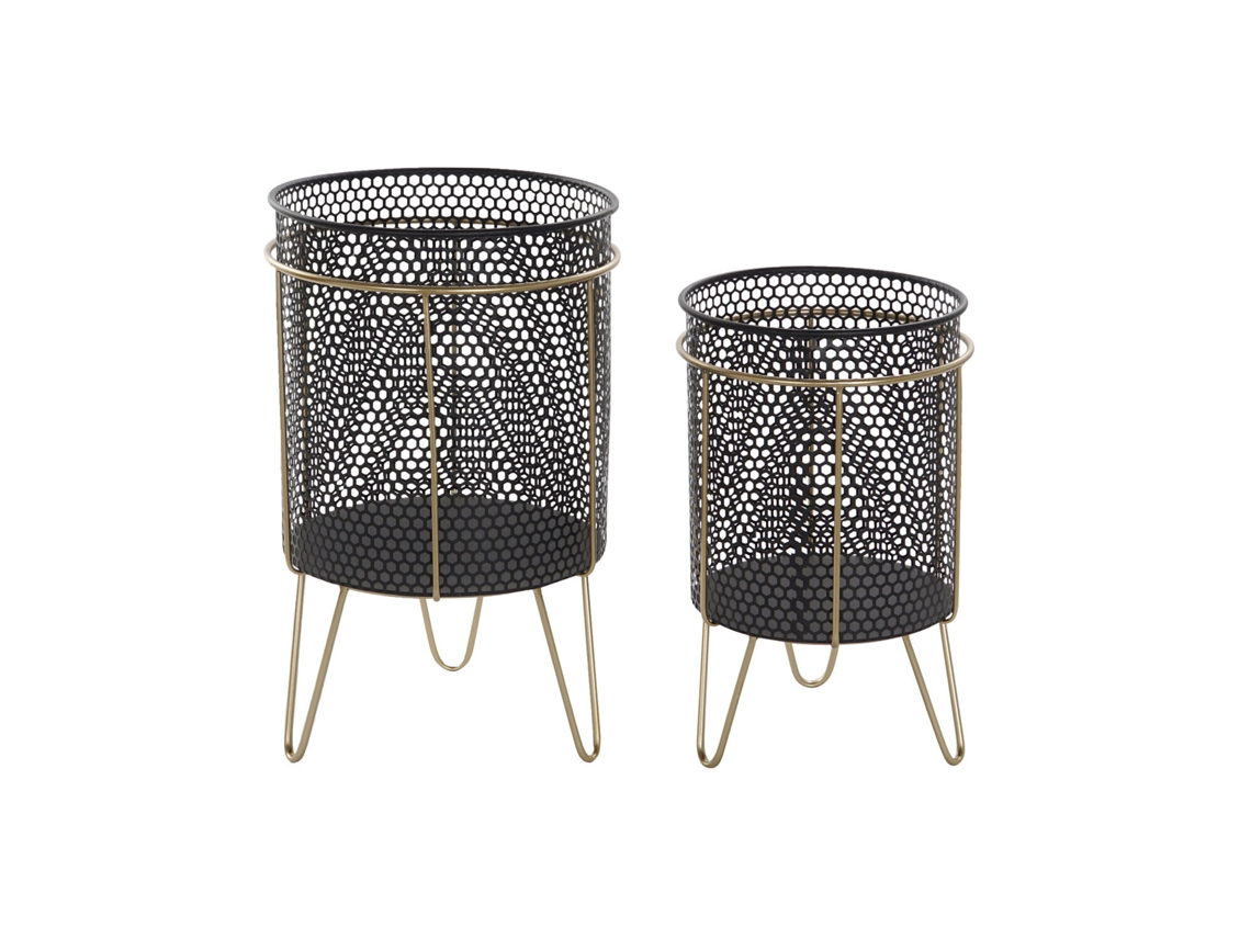 Set 2 Macetero Metal 30x48 Negro 36x36x58cm