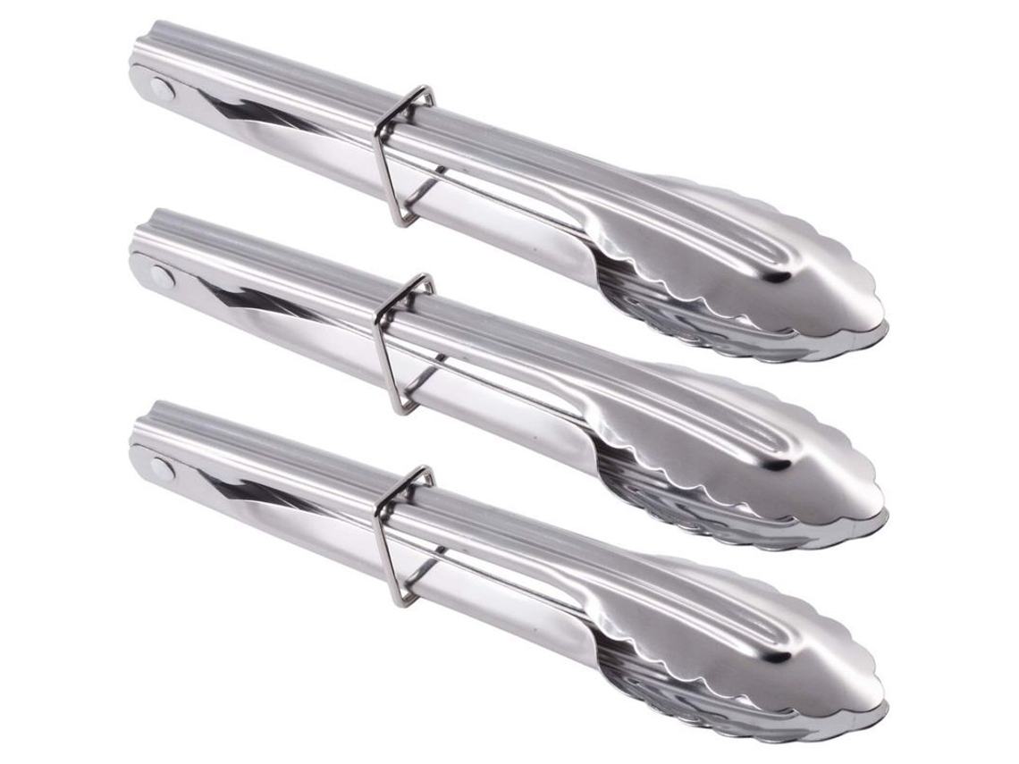 Pinzas De Acero Inoxidable Pequeñas Para Servir Comida Cocina Ensalada Barbacoa 7 Pulgadas 3 Piezas