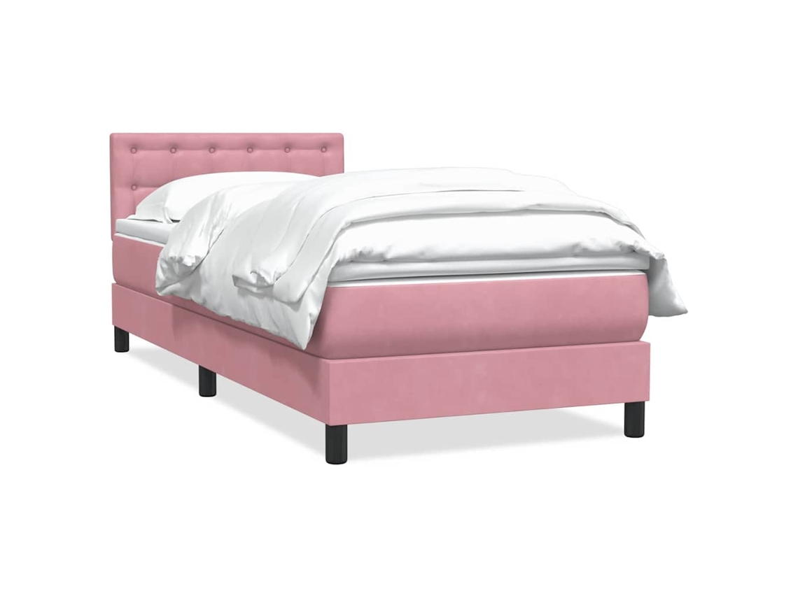 Maison Exclusive - Cama Box Spring Con Colchón Terciopelo Rosa 90x220 Cm