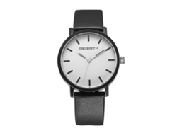 Reloj De Pulsera Unisex Informal De Cuarzo Con Esfera Redonda Y Correa En Blanco Y Negro.