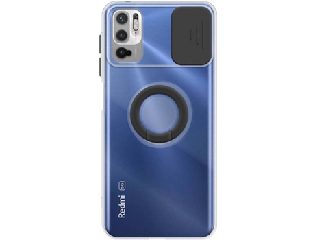 Carcasa para Xiaomi Redmi Note 10 5G MISTERCAPAS Tapa da Cámara Deslizante y Anillo Negro