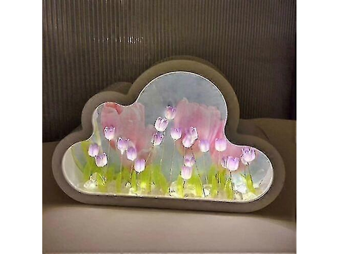 Lámpara de noche de tulipán DIY, lámpara de noche de espejo de tulipán Rosewell Cloud