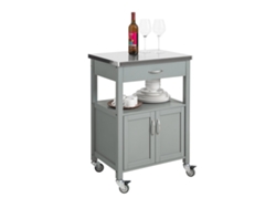 Carrito de Cocina con Tablero de Acero Inoxidable SoBuy FKW22-HG 60 x 92 x 44 cm Gris