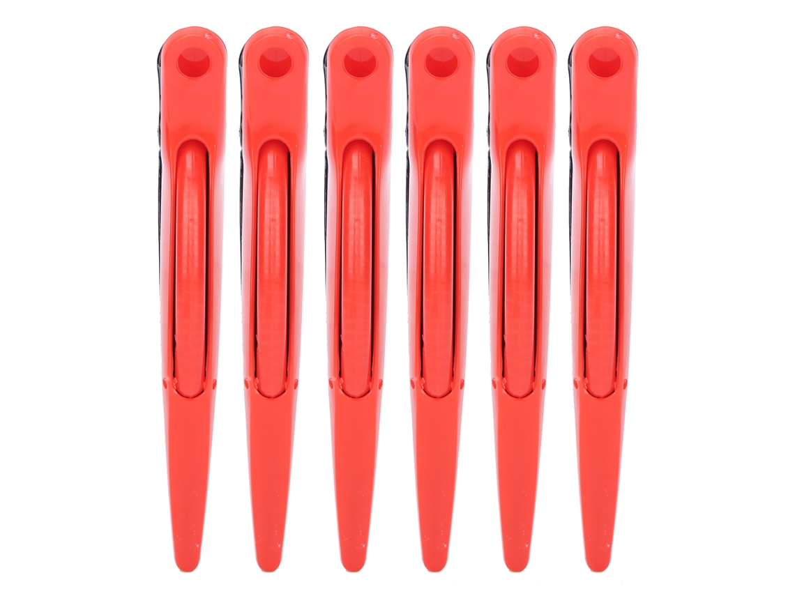 2026 - 6 pinzas para el cabello para peinar, pinza de pico de pato para separar mechones y teñir el cabello (rojo)