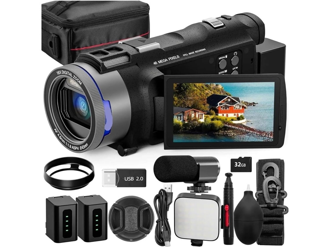 Videocámara 4k Con Cámara Para Vlogging De 48 Mp, Wi-fi Y Control Mediante Aplicación.