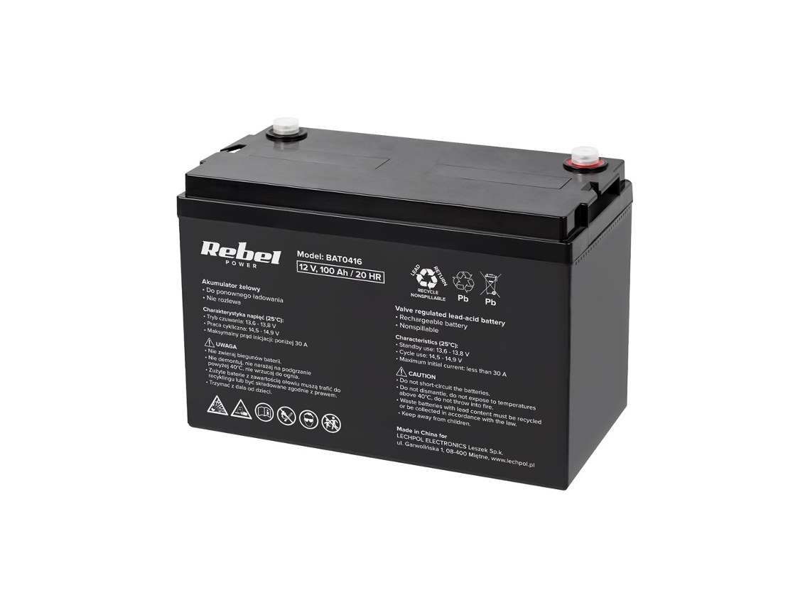 Batería de gel Rebel de 12 V y 100 Ah