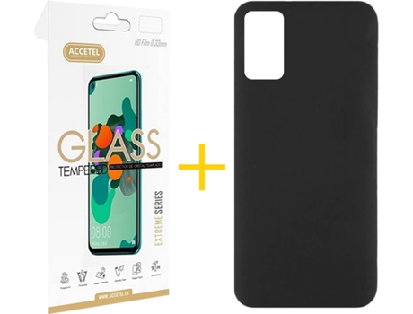Funda y Protector de Vidrio Samsung Galaxy A41 ACCETEL Silicona Líquida Negro