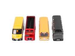 Colección De Modelos De Autobús Juguete De Tracción Hacia Atrás Decorativo Para Niños Mayores De 3 Años 4pcs