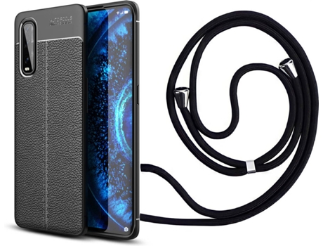 Funda Oppo find X2 Rugged Leather con Collar Negro