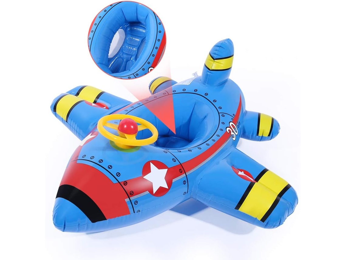 JILLIOPER Flotador para bebés temático de avión, diseño innovador garantiza diversión y seguridad para los niños pequeños en aventuras en piscina, diseño atract