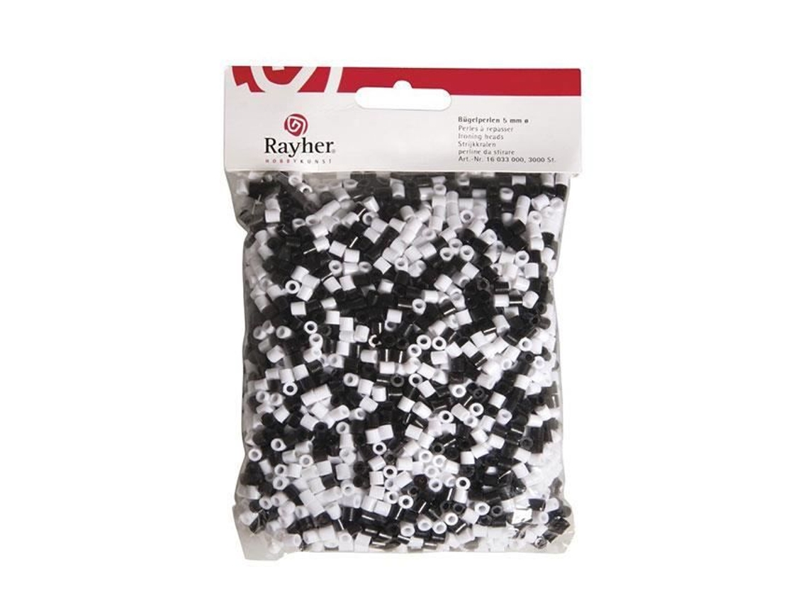 Perlas de hierro Rayher 3000 piezas blancas y negras de 5 mm mixtas