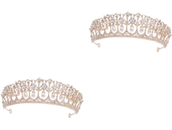 Coroa De Strass De 2 Peças, Acessório Elegante Para Casamento E Festa, Ideal Para Fotos E Eventos.